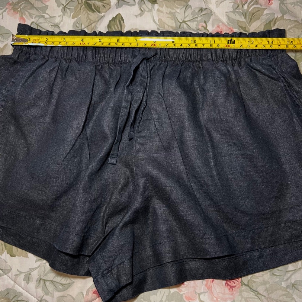 Spanx Black Linen-Line Shorts Elastic Drawstring Waist Pockets Small S Womens - Picture 7 of 7
